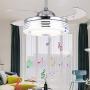 Healer Bluetooth Ceiling Fan with Remote Control and 3 Lights Level, 42 Inch Modern Invisible Retractable Chandelier Fans with 3 Speed and Play Music Fix for Dining/Living Room