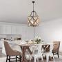 Jiuzhuo Vintage Distressed White Carved Wood 4-Light Lantern Farmhouse Chandelier Lighting Hanging Ceiling Fixture in Rust
