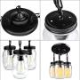 Mason Jar Ceiling Light Semi Flush Mount Pendant Lighting Farmhouse Glass Bottle Chandelier, Kitchen Hanging Island Lamp Close to Ceiling Light Fixtures for Dining Living Room Staircase Hallway