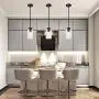 VINLUZ One Light Chandeliers Modern Clear Glass Pendant Lighting Black Dining Room Lighting Fixtures Hanging Contemporary Lamp Semi Flush Mount Ceiling Lights