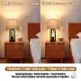 Touch Bedside Table Lamps with Rotary Switch Set of Two, 3-Way Dimmable Bedroom Living Room Lamps with USB Charging Ports, Industrial Nightstand Lamp with Fabric Lampshade for Reading, Bulbs Included