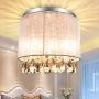 Depuley Crystal Chandelier Light Fixture, 3-Light Flush Mount Crystal Ceiling Light, 11 Mini Modern Drum Hanging Bedroom Chandeliers Lamp for Hallway, Living Room, Kitchen, Closet