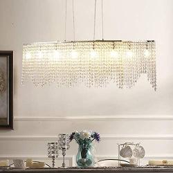 Kitchen Crystal Chandeliers Meniscus Linear Island Lighting G9 12-Lights Fireworks Pendant Lamp K9 Silver Clear Crystal Ceiling Light Fixture for Bedroom Living Dining Room Mall Bar Table Hanging