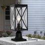 MELUCEE 1-Light Outdoor Post Light Fixture, Black Exterior Post Lantern with Clear Glass for Pathway Driveway Front/Back Door