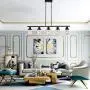 YAOHONG 5-Light Dining Room Lighting Kitchen Island Fixtures Hanging Modern Chandeliers in Black, Linear Pendant Lights Farmhouse Flush Mount Ceiling Light with Glass Shade
