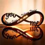Personalized Infinity I Love You Decor LED Night Light Wall Hanging Art Decor for Bedroom, Custom Wooden Engraved Name Night Light Romantic Gifts for Lover Anniversary Wedding Marriage Engagement