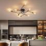 NEWSEE Flush Mount Ceiling Light Fixture Sputnik Chandelier Industrial Bedroom Lighting Fixtures Modern Style for Kitchen Dining Room Living Room Kitchen Hallway Cafe Bar (8 Light)