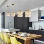 Crystal Chandelier Raindrop Modern Island Pendant Light Gold Linear Hanging Ceiling Lamp Fixture for Kitchen Island Hallway Dining Room Bedroom Living Room (2-Pack)