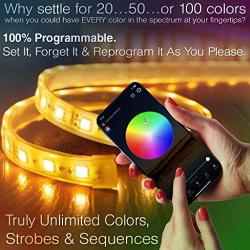 Limitless Led Strip Lights – 32.8 FT - Unlimited Color, Sequence, Strobe, Music Sync – Google Home & Alexa Compatible – Smart App + WiFi Controller + IR Remote, Dimmer On/Off Timer – 3M Peel Off