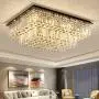 Moooni Modern Luxury Rectangular Crystal Chandelier Flush Mount Raindrop Ceiling Light Fixture for Dining Rooms Living Rooms Hotel Rectangle Chandeliers L35.4''x W 27.6''x H 14''