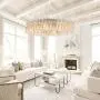 Moooni Modern Round Crystal Chandelier Lighting Ceiling Pendant Fixture,Luxury K9 Crystal Leaves Light Adjustable for Dining Room Foyer Living Room