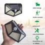 Solar Lights Outdoor 100 Led Solar Motion Sensor Security Lights ,Wireless Waterproof with 120° Motion Angle Outdoor Lights,Easy-to-Install for Front Door,Yard,Garage (4-Pack/3 Modes)