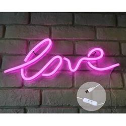 Britrio LED Neon Light Sign, 18”x7” Pink Love Hanging Neon Wall Art Sign for Bar Shop Bedroom Living Room Kid’s Room Party,Home Decor Neon Night Light USB Powered with ON/Off Switch(Pink Love)