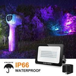 MEIKEE 2 Pack 60W Color LED Flood Lights, RGB LED Flood Light, Outdoor Indoor Color Changing Floodlight with Remote Control, IP66 Waterproof Dimmable Wall Washer Light for Party Stage Garden Landscape