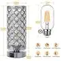 Crystal Touch Control Table Lamp with Dual Fast USB Charging Ports, 3-Way Dimmable Decorative Bedside Nightstand Desk Lamps for Bedrooms Living Room, Small Night Light Lampshade, T45 LED Bulb Included