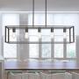 VINLUZ Rectangle Pendant Lighting 5 Lights Oil Rubbed Bronze Farmhouse Kitchen Island Chandeliers, Classic Rustic Ceiling Light Fixtures Hanging for Dining Room Foyer Entryway