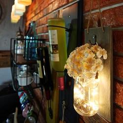 Set of Two Lighted Sconces Country Rustic Mason Jar Wall Sconce HANGING MASON JAR SCONCES WITH LED FAIRY LIGHTS