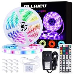 LED Strip Lights 32.8ft RGB 5050 Tape Light Waterproof 12V Color Changing Rope Light Kit Outdoor with RF Remote Power Plug-in Dimmable Flexible Indoor Decorative Lighting for Bedroom Kitchen Party