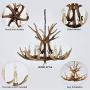HUITICO Antler Chandelier 6 Light Vintage Style Resin 28'' Large Faux Chandeliers American Countryside Deer Horn Lamps for Living Room, Bar, Cafe, Kitchen, Dining Room