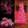 Pink LED Christmas Lights with Pink Wire, 66 Ft 200 LED UL Certified Same Color String Light, End to End Connectable Indoor & Outdoor Commercial Grade Holiday Lights Set (Pink)