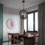 VINLUZ 3 Light Industrial Farmhouse Chandeliers Black Metal Geometric Lantern Pendant Lighting Adjustable Height, Candle-Style Hanging Light Fixtures Ceiling for Dining Room Kitchen Entryway Stairway
