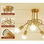 Ganeed Modern Chandelier, Mid-Century 5 Lights Gold Sputnik Pendant Lighting,Industrial Brushed Nickel Ceiling Light Fixture for Kitchen Dining Room Living Room,Gold