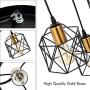 WADSN 3-Light Industrial Rustic Vintage Farmhouse Metal Caged Pendant Light,Adjustable Modern Ceiling Pendant Light Fixture,Gold Black Antique Hanging Lighting for Kitchen Island Dining Room Bar
