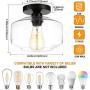 Industrial Ceiling Light Fixture with Clear Glass Shade Semi Flush Mount is Perfect for Porch Hallway Corridor Kitchen Bedroom Closet Dining Room Cafe Hotel and Restaurant