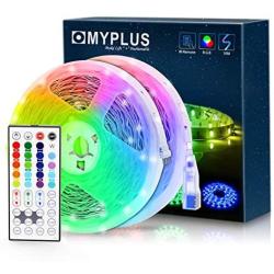 LED Strip Lights with Remote, MYPLUS 32.8ft RGB Strip Light with 44-Key Remote Controller,20 Color,6 Dynic Model, Dimmable and DIY Color, Festival Led Lights Decoration Kit for Bedroom,Room,Kitchen