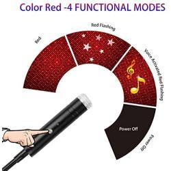 USB Star Light Sound Activated, 2Packs, Aevdor Auto Roof Romantic Star Lights, USB Night Light for Bedroom, Car, Party, Ceiling and More (1pcs Violet Blue and 1pcs Red)