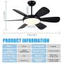 52'' Ceiling Fan with Light, Flush Mount Ceiling Fan Light with Remote Control, 3 Color Changeable, Adjustable Speed&Timing, Low Profile Fan Light for Living Room,Dining Room,Bedroom,Hallway (Black)