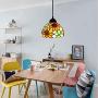 LITFAD Elegant Tiffany Style Pendant Light with Oversize Sunflower Pattern One-Light LED Ceiling Hanging Pendant Lamp Chandelier for Kitchen Island Dining Room Restaurant - A
