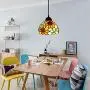 LITFAD Elegant Tiffany Style Pendant Light with Oversize Sunflower Pattern One-Light LED Ceiling Hanging Pendant Lamp Chandelier for Kitchen Island Dining Room Restaurant - A