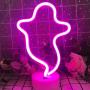 iceagle Ghost Light Neon Signs Neon Lights for Wall Decor,USB or Battery LED Signs for Bedroom, Decorative Neon Light Sign for Christmas,Birthday Party, Living Room, Girls,Kids Room（Ghost Pink）