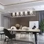 VINLUZ Rectangle Dining Room Chandelier Classic Pendant Lighting for Kitchen Island,Chrome Finish with Clear Glass Shade Adjustable Height Hanging Ceiling Light