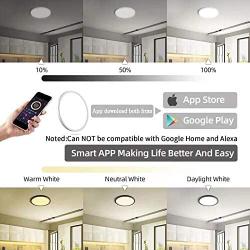 LED Flush Mount Ceiling Light, Smart app Control, 12inch High Bright 3100lm, Super Slim Ceiling Light, Color Adjustable, Dimmable Ceiling Light for Bedroom,Living Room, Dining Room(White, One Pack)