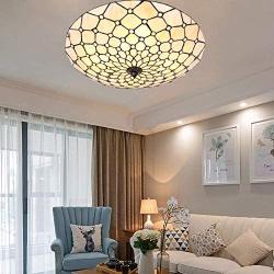 Tiffany Ceiling Light Chandelier Stained Glass Lamp Handmade Flush Mount Fixture Vintage Lighting for Bedroom, Dining Room E26 Bulbs (Lattice)