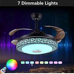 Farmhouse Ceiling Fan with Lights and Remote Control Dimming 42'' Chandelier Fan lamp 3-color Change and 3-speed Change Ceiling Light Fixture Retractable Blades For Home Decoration Living Room Bedroom