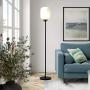 Henn&Hart FL0505 Industrial Modern Standing Floor Lamp for Living Room, Bedroom, Office, Black/Milk Glass Henn&Hart FL0505 Industrial Modern Standing Floor Lamp for Living Room, Bedroom, Office, Black/Milk Glass
