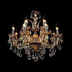 LITFAD Modern Luxurious K9 Crystal Chandelier Features Gleaming Curved Arms and Radiant Clear Hand-Cut Crystal Pendant Lighting 12 Lights Ceiling Lights for Dining Room Living Room Bedroom Hotel