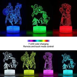 3 Pattern 16 Colors 3D Illusion Night Light Super Hero Lamps Birthday Xmas Festival Gifts for Boys Kids Room