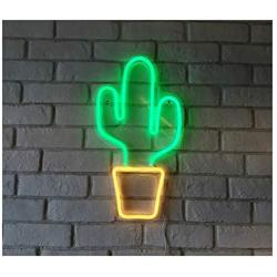 LED Neon Light Sign, 18.5”x10” Green Cactus Wall Art Decorative Neon Sign Pin Wall Hanging Sign for Bedroom Living Room Kid’s Room Party,Home Decor Neon Night Light USB Powered(Green Cactus)