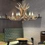 Antler Chandelier Lighting, 6 Lights Resin Deer Antler Chandelier Vintage Style for Living Room Dining Room Bedroom Bar Cafe American Retro Deer Horn Ceiling Lights