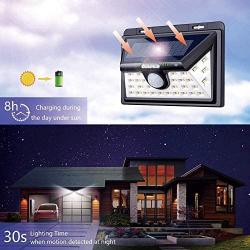 Samuyang Solar Motion Sensor Lights Outdoor- 34 LED Wireless Solar Powered Deck Lights,3 Modes 270° Wide Angle,IP65 Waterproof Wall Security Lighting Night Light for Front Door, Garage, Yard-4 Pack
