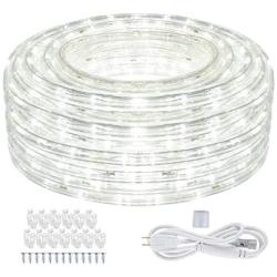 SHPODA 66ft/20m 720 LEDs Rope Lights,6000K Cool White,Plugin 110V,Waterproof Indoor Outdoor LED Rope String Lights for Garden Patio Wedding Party