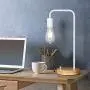 Industrial Desk Lamp Set of 2 | Dimmable Bedside Lamp with Wood Base | Nightstand Table Lamp | Retro Office Work Lamp for Living Room, Bedroom, Office, College Dorm (White, Without Bulb)