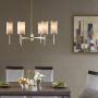 Hampton Hill MPS150-0064 Conrad 6 Modern Chandeliers-Metal, Fabric Shade Pendant Ligthing Lamp Ceiling Dining Room Lighting Fixture Hanging, See Below, Grey/Gold