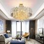 RUNNUP Tiered Pendant Chandelier Contemporary Crystal 8 Lights Gold Ceiling Suspension Lamp for Dining Room Kitchen Living Room Bedroom 23.5'' Wide