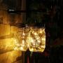ZOUTOG Mason Jar Solar Lights, 30 LED Hanging Solar Lights Outdoor with Handle, Solar Lantern Lights for Patio/Garden/Yard and Lawn, 6 Pack - Jars & Hangers Included