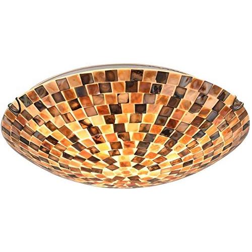 Artzone Handcrafted Tiffany Light Fixtures Ceiling, Tiffany Lamp Ceiling, Stained Glass Ceiling Light for Foyer, Living Room, Dining Room, Bedroom, Bathroom - 16'' Natural Shell Lampshade